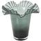 Green Glass Floral Tulip Inspired Ombre Vase with Wavy Opening